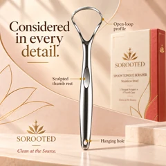 SOROOTED Spoon Tongue Scraper — design details artwork