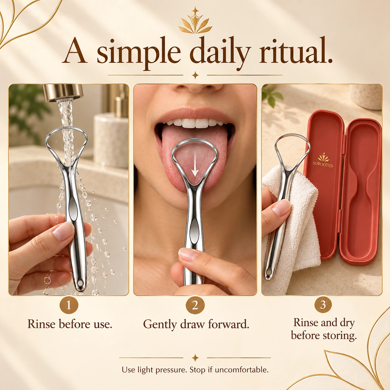 SOROOTED Spoon Tongue Scraper — daily routine artwork