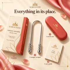 SOROOTED U-shaped Tongue Scraper — pack contents artwork