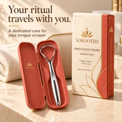 SOROOTED Spoon Tongue Scraper — travel case artwork