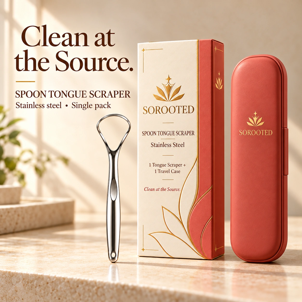 SOROOTED Spoon Tongue Scraper — signature artwork
