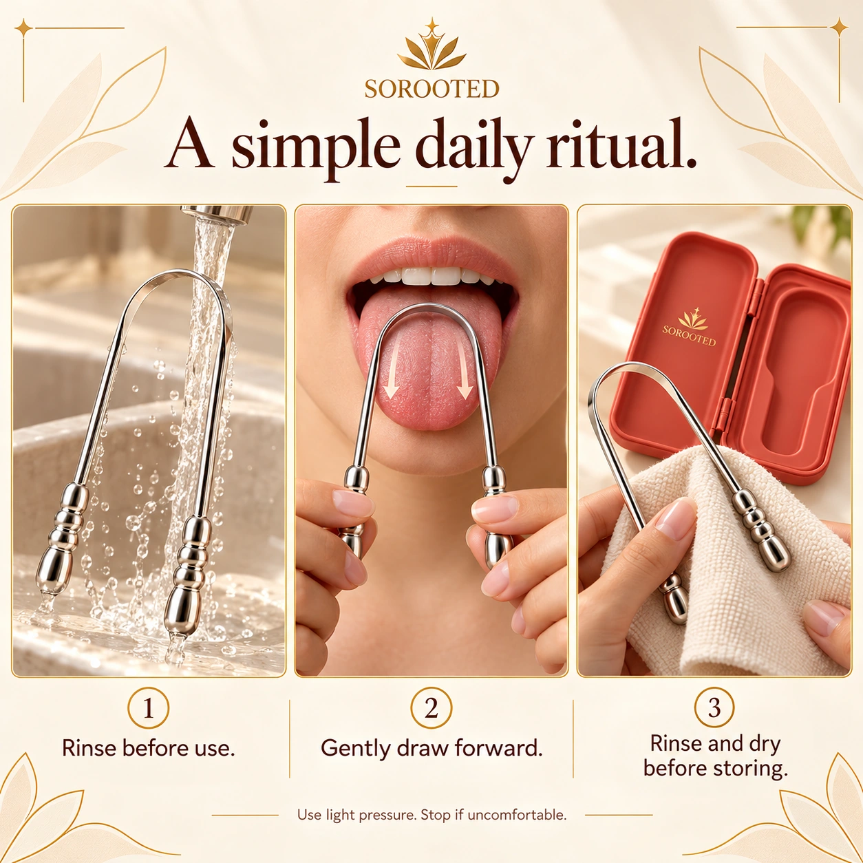 SOROOTED U-shaped Tongue Scraper — daily routine artwork